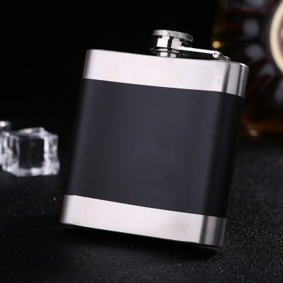 6OZ黑色不锈钢金属酒壶瓶镭射激光刻字英文字母English Hip Flask